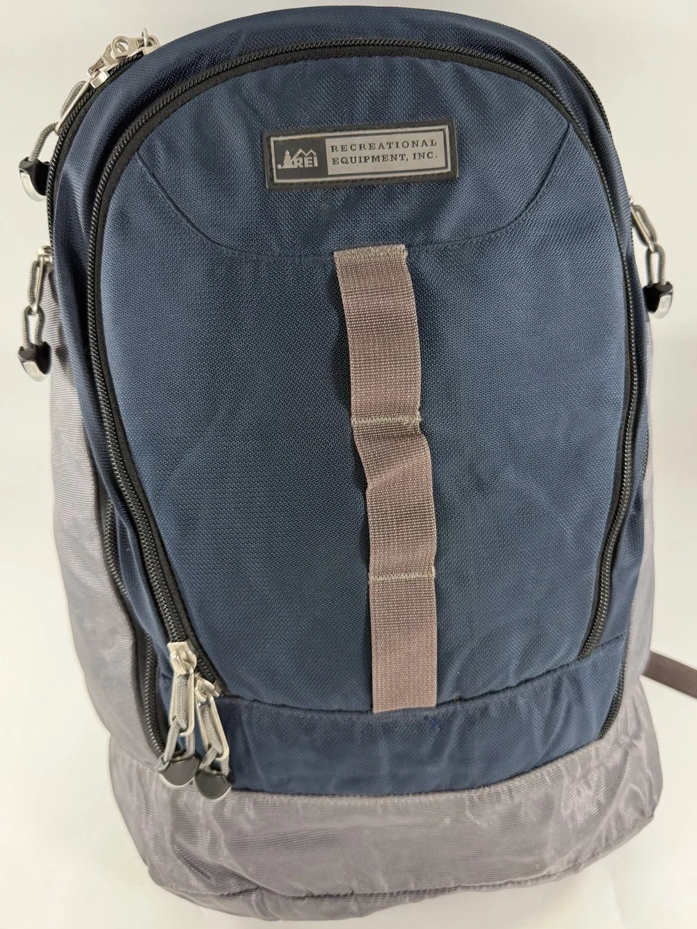 Vintage Y2K REI Multi Compartment Backpack Blue Gray Hiking Travel Daypack